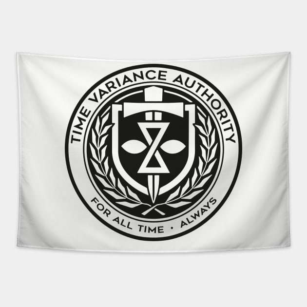 Seal of The Time Variance Authority (Black) Tapestry by Pufahl