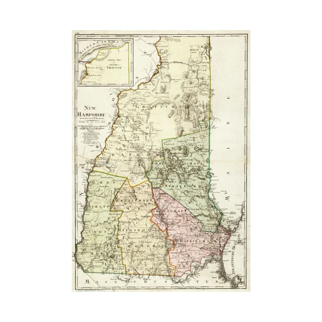 Vintage Map of New Hampshire (1796) by Bravuramedia