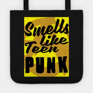 smells like teen punk tshirt NIRVANA parody yellow Tote