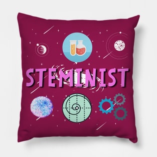 Steminist Women's Science Technology Engineering Maths STEM Stemanist White Background Pillow