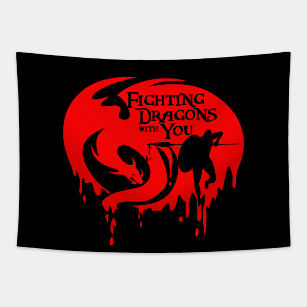 Fighting Dragons with You Tapestry by andantino