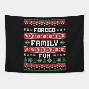 Forced family fun - ugly xmas sweater design Tapestry