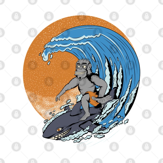 Gorilla & Shark Surfing by dotphix