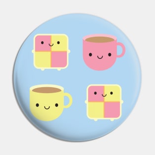 Kawaii Battenberg Cake & Cup of Tea Pin