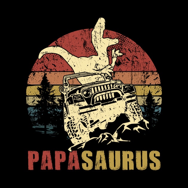 Vintage Jeep T-Shirt PapaSaurus Jeep Dad Gift by Lones Eiless