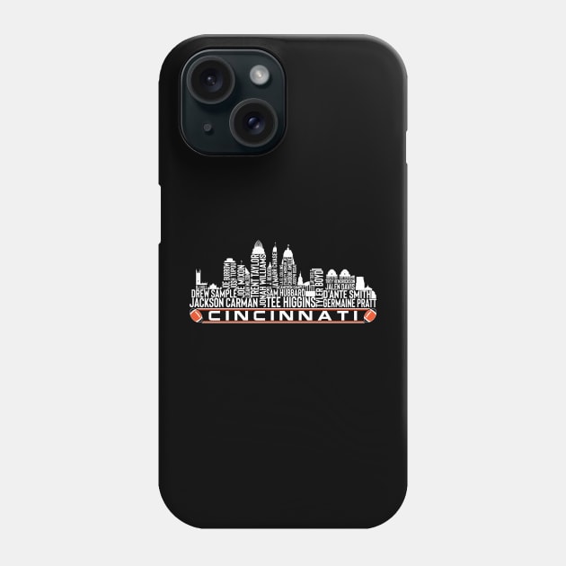 Cincinnati Football Team 23 Player Roster, Cincinnati City Skyline Phone Case by Legend Skyline