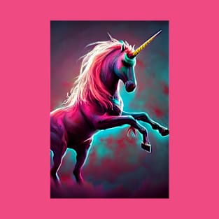 Dark Rainbow Gothic Unicorn AI created digital art by stine1 T-Shirt