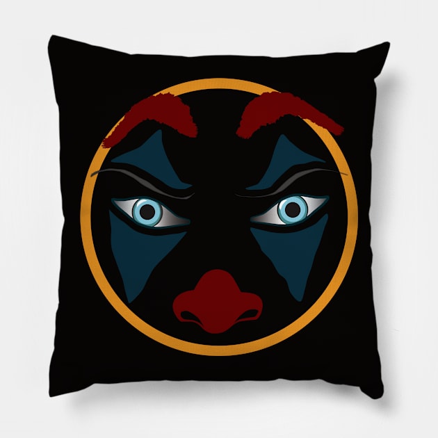 Intense Blue Eyes of the Serious Clown Pillow by dkdesigns27