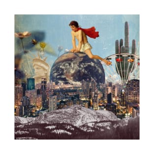 On The Pinnacle Top Of The World, Collage Surreal Art! T-Shirt