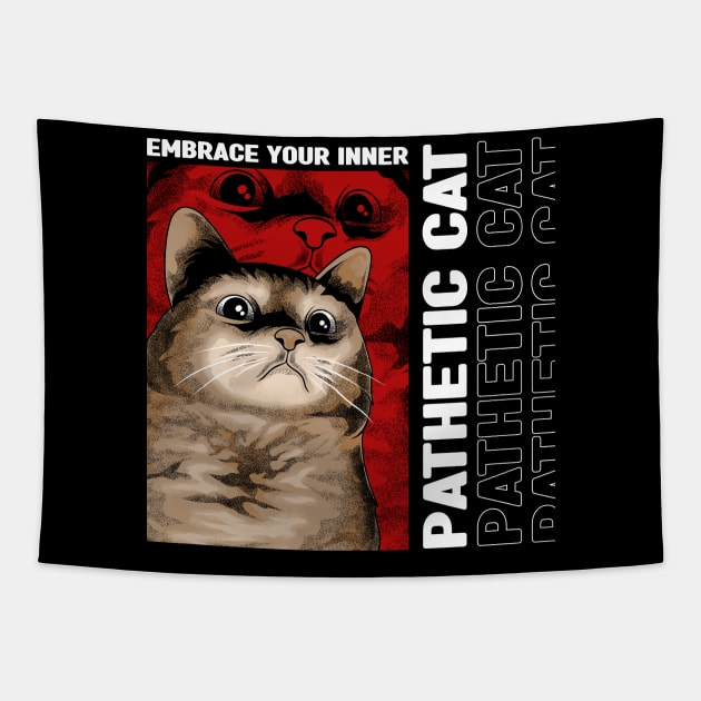 Funny Pathetic Cat Tapestry by milatees