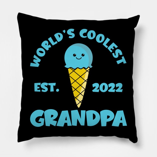 World's Coolest Grandpa Est. 2022 Kawaii Ice Cream Pillow by KawaiinDoodle