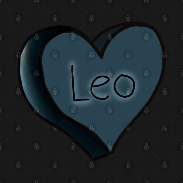 Leo Star Sign Onyx Love Heart by ROLLIE MC SCROLLIE