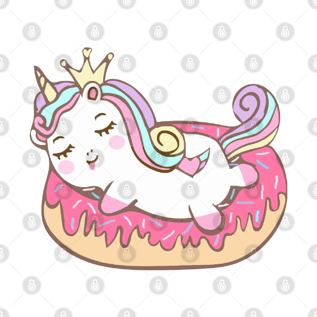 cute unicorn lies on donut by Dhme