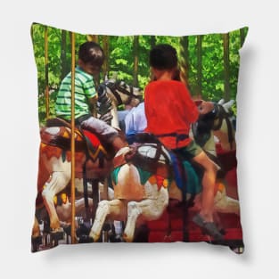 Carnival Midway -  Friends on the Merry-Go-Round Pillow