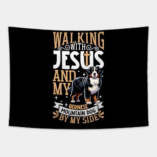 Jesus and dog - Bernese Mountain Dog Tapestry