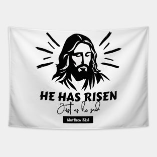 He is/has risen just as he said. Tapestry