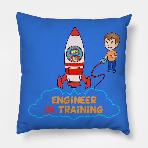 Engineer In Training Baby Shirt, Kids Engineer Space Rocket Tee Designs Pillow by ScottyClub