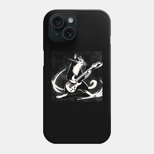 Electric Guitar Cat Rock Music Japan Style Funny Cat Phone Case by KsuAnn