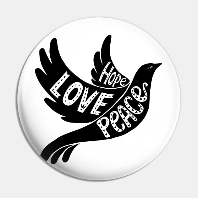 Hope Love Peace Pin by Mariteas