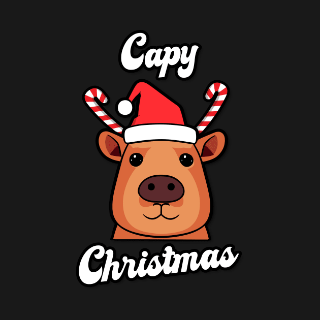 Capy Christmas Capybara Santa Reindeer Cute Humor Happy Chrismtas by Step Into Art