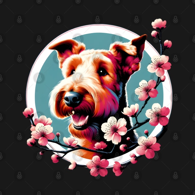 Joyful Irish Terrier Amidst Spring Cherry Blossoms by ArtRUs