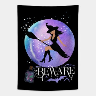 Black cat Magic Witch Tarot cards Beware potion witchy Witchcraft astrology Halloween Tapestry