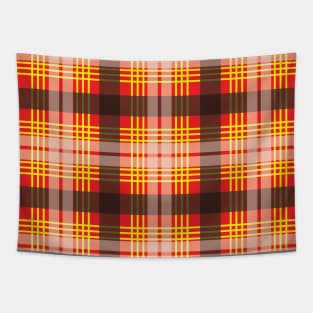 Red, Yellow, Black and White Scottish Tartan Style Design Tapestry