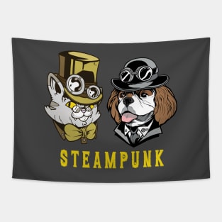 Steampunk Cat & Dog Couple Tapestry