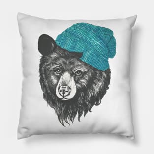 Bear in Blue Pillow