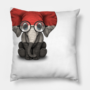 Baby Elephant with Glasses and Yemenis Flag Pillow