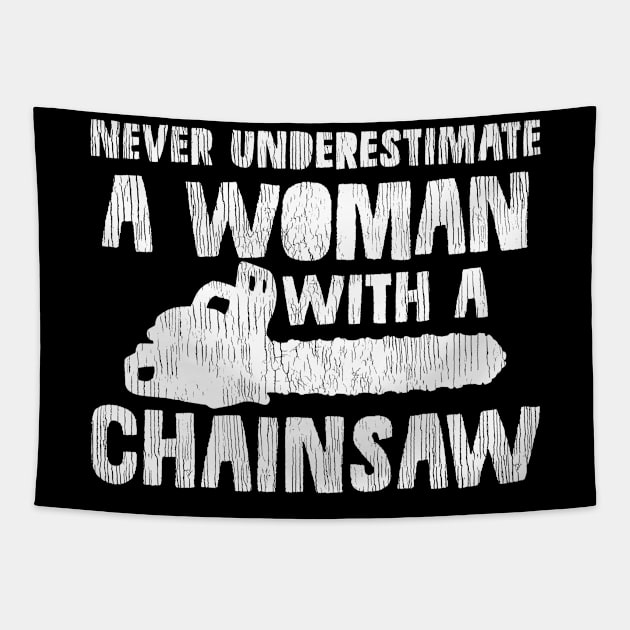 Chainsaw Arborist Lumberjack Tapestry by KAWAIITEE