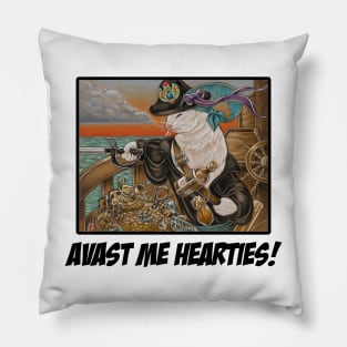 Ferret Pirate and Egyptian Treasure - Avast Me Hearties - Black Outlined Version Pillow