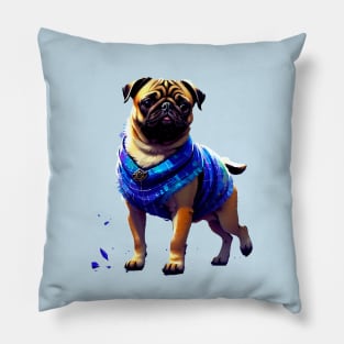 Colorful Pug in Traditional African Boubou Celebrating African Culture Pillow