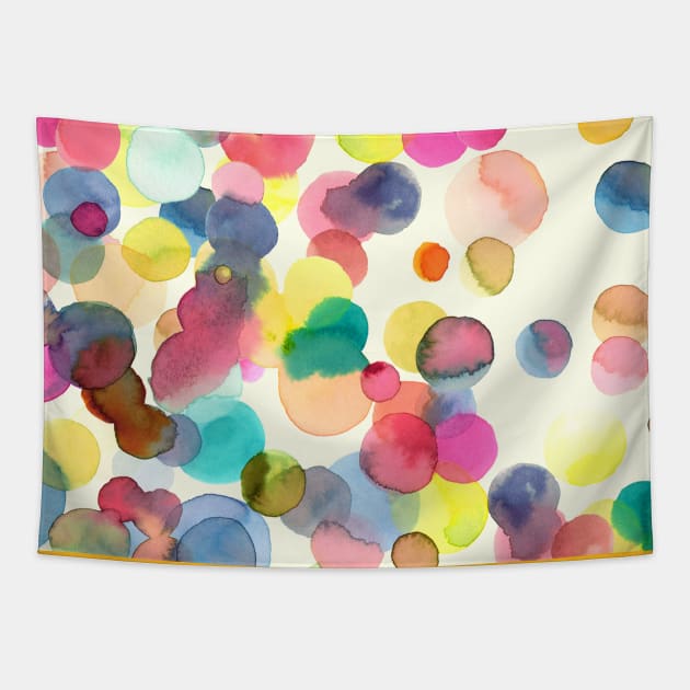 Pocket - Watercolor Colorful Drops Tapestry by ninoladesign