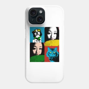 BEAUTIFUL FUNNY ASIAN GIRL, CAT AND DOG POP ART COLOR Phone Case