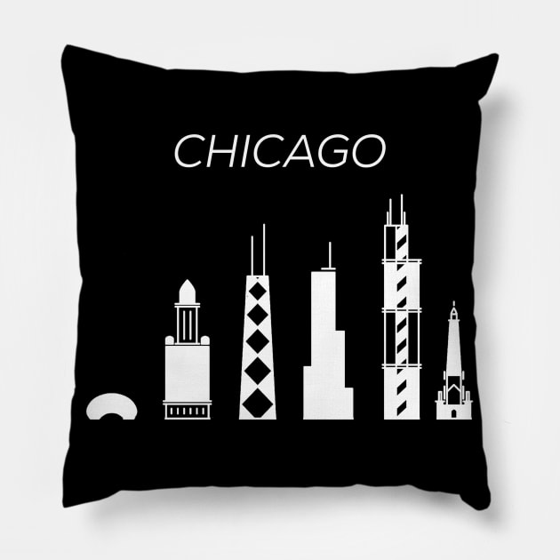 Chicago City in Illinois on Lake Michigan in Illinois, Pillow by maro_00