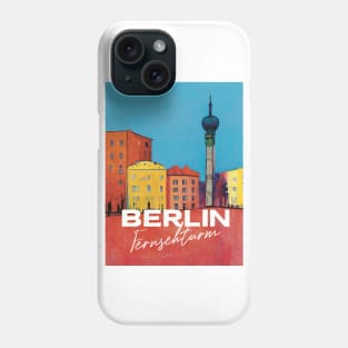 Fernsehturm Berlin TV Tower Street Travel Poster Retro Wall Art Illustration Phone Case