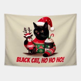 Black Cat Christmas Christmas Cat 2024 Tapestry