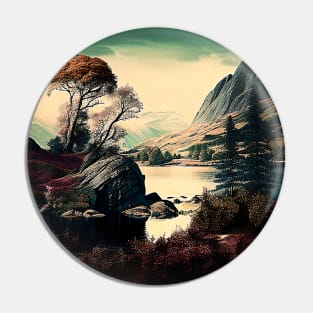 Textured Rustic Mountain Lake Pin