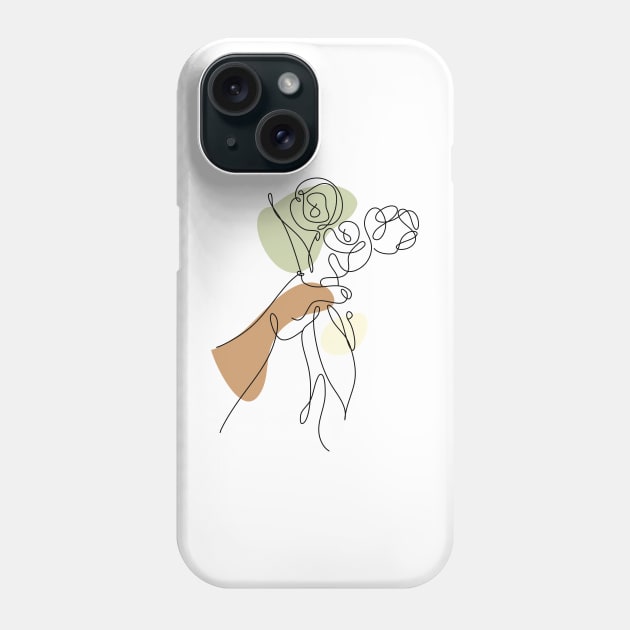 Flower Bouquet Shape Minimalist Line Art Drawing Phone Case by Twiri