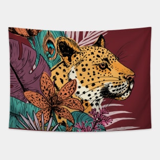 Leopard In The Jungle Tapestry