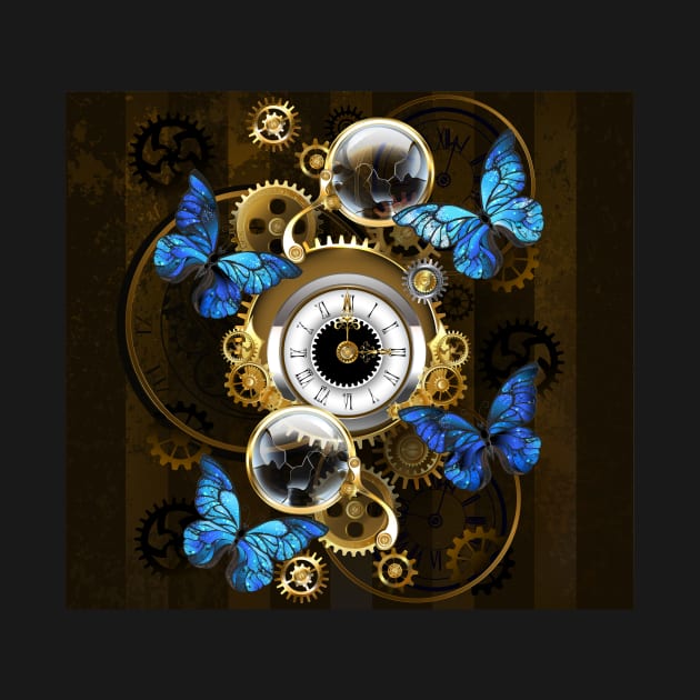 Steampunk Gears and Blue Butterflies by Blackmoon9