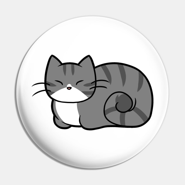 Grey n White Striped Cat Pin by MissOstrich