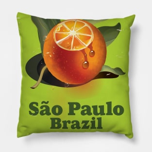 São Paulo Brazil Orange travel poster Pillow