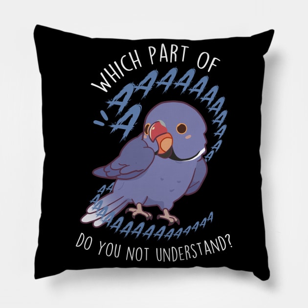 Violet Indian Ringneck Parrot Aaaa Pillow by Psitta