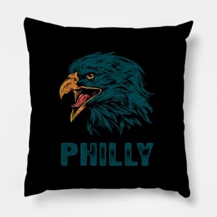 Vintage Eagle Face Head Philly Game Day For Philadelphia Football Fans Pillow