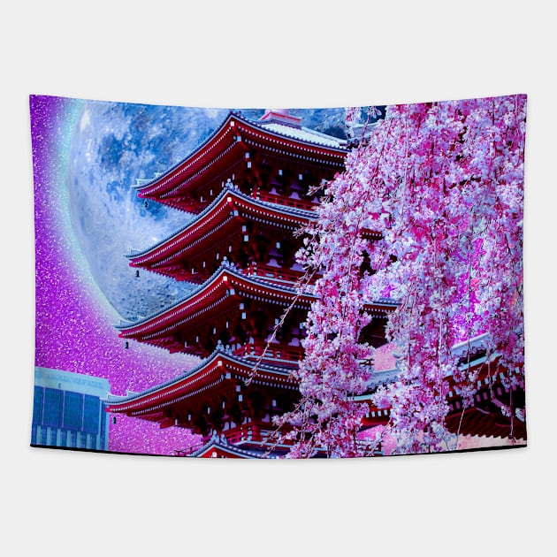 Tokyo Space Outer Galaxy Tapestry by JeffDesign