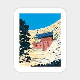 Pre-Columbian Dwellings in Montezuma Castle National Monument in Camp Verde Arizona WPA Poster Art Magnet