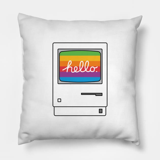 HELLO CLASSIC MAC Pillow by encip