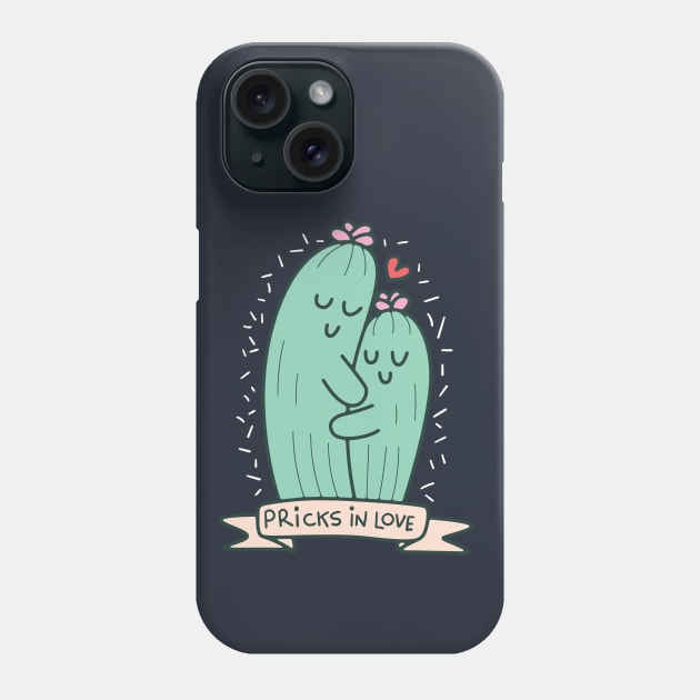 Pricks in love cactus Phone Case by Mako Design 